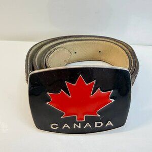 Men’s BuckskinSuede Canada Maple Leaf Suede Belt – Size ~36 / 113 cm
